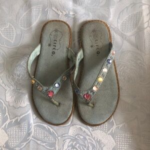 Circo Blue Jeweled Flip Flops